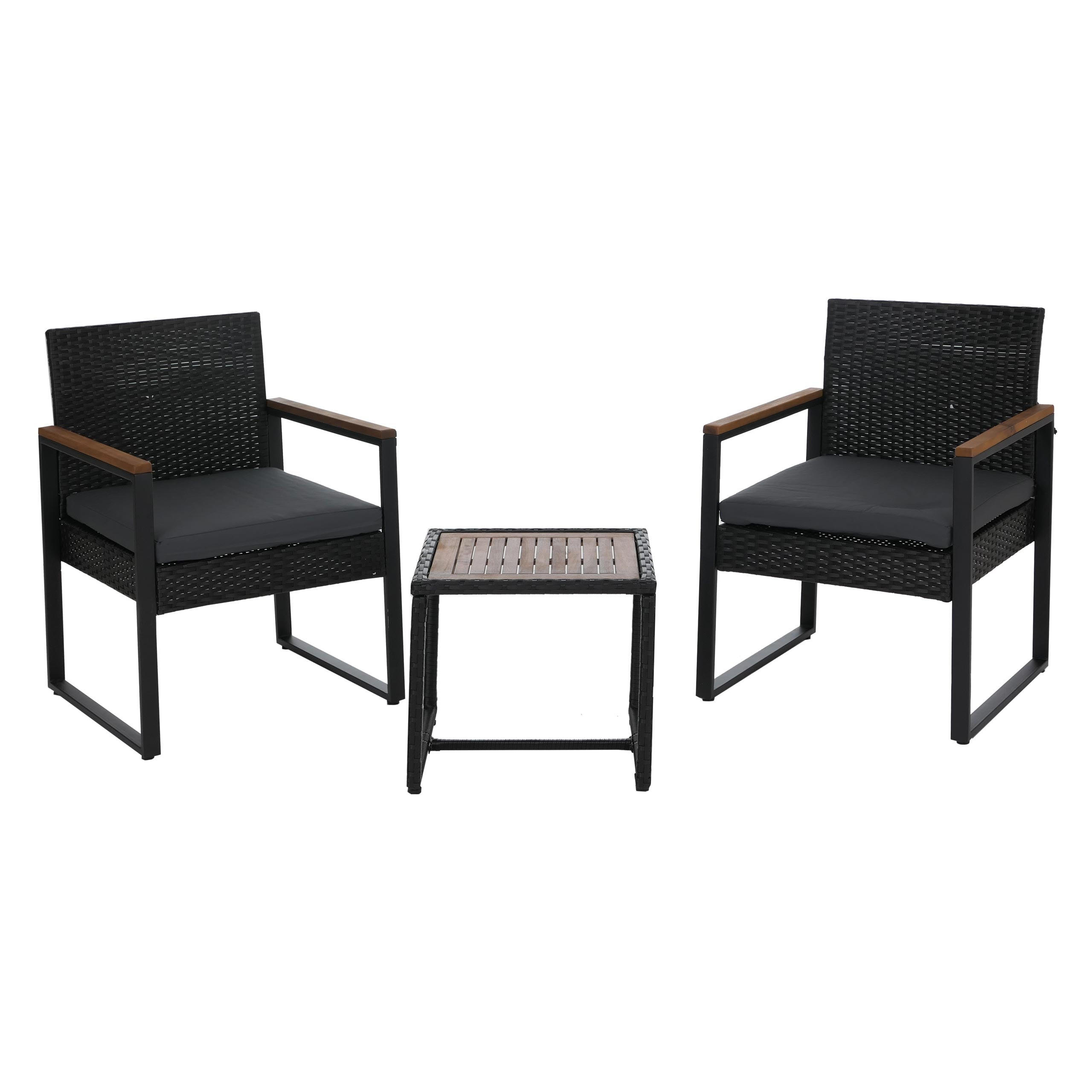 LOUNGE-SET Garten 2x Stuhl Schwarz Polster Grau - Schwarz, Metall - PROREGAL