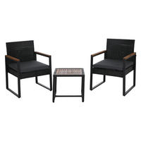 LOUNGE-SET Garten 2x Stuhl Schwarz Polster Grau - Schwarz, Metall - PROREGAL