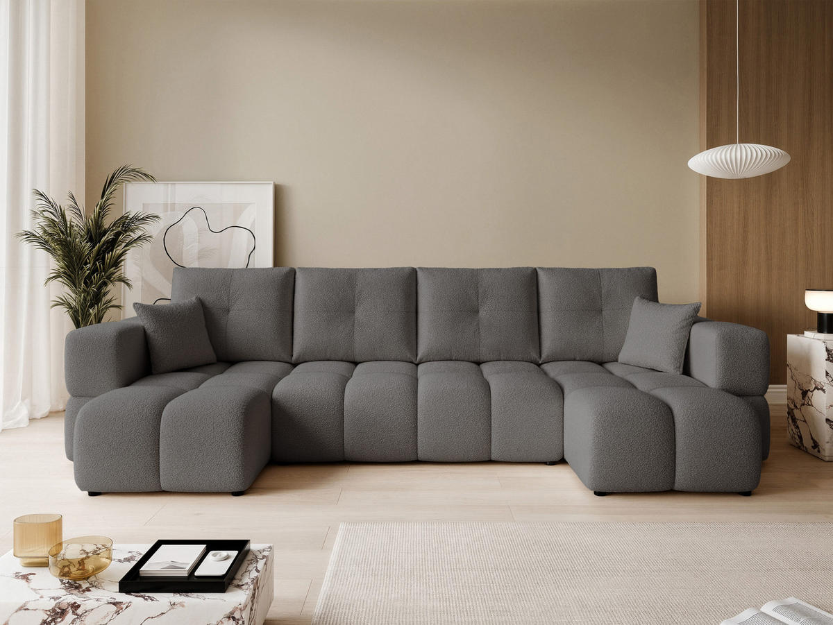 WOHNLANDSCHAFT BUENO mit Schlaffunktion und Bettkasten Dunkelgrau - Dunkelgrau, Holzwerkstoff/Kunststoff (318/148cm) - Idohome