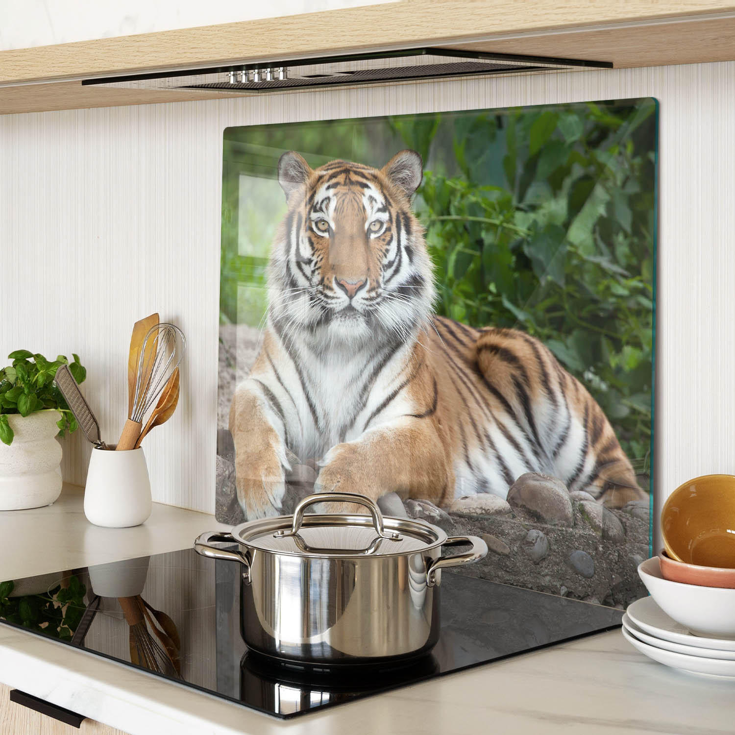 GLASPLATTE 60x52 cm Sibirischer Tiger - Braun, Glas (60/0.4/52cm) - TULUP