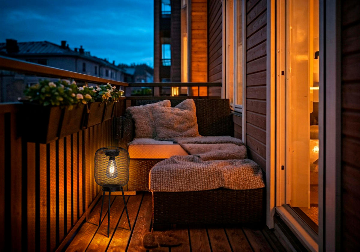 SOLAR-LED-STEHLEUCHTE - warmweiß mit Dämmerungssensor für Außenbereich und Tisch - Schwarz, Kunststoff (18/67/18cm) - Northpoint