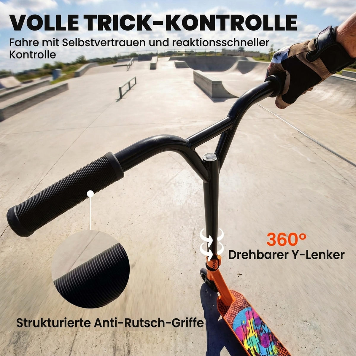 STUNTSCOOTER Aluminium Stahl Orange - Orange, Metall (65/48/82cm) - SPORTNOW