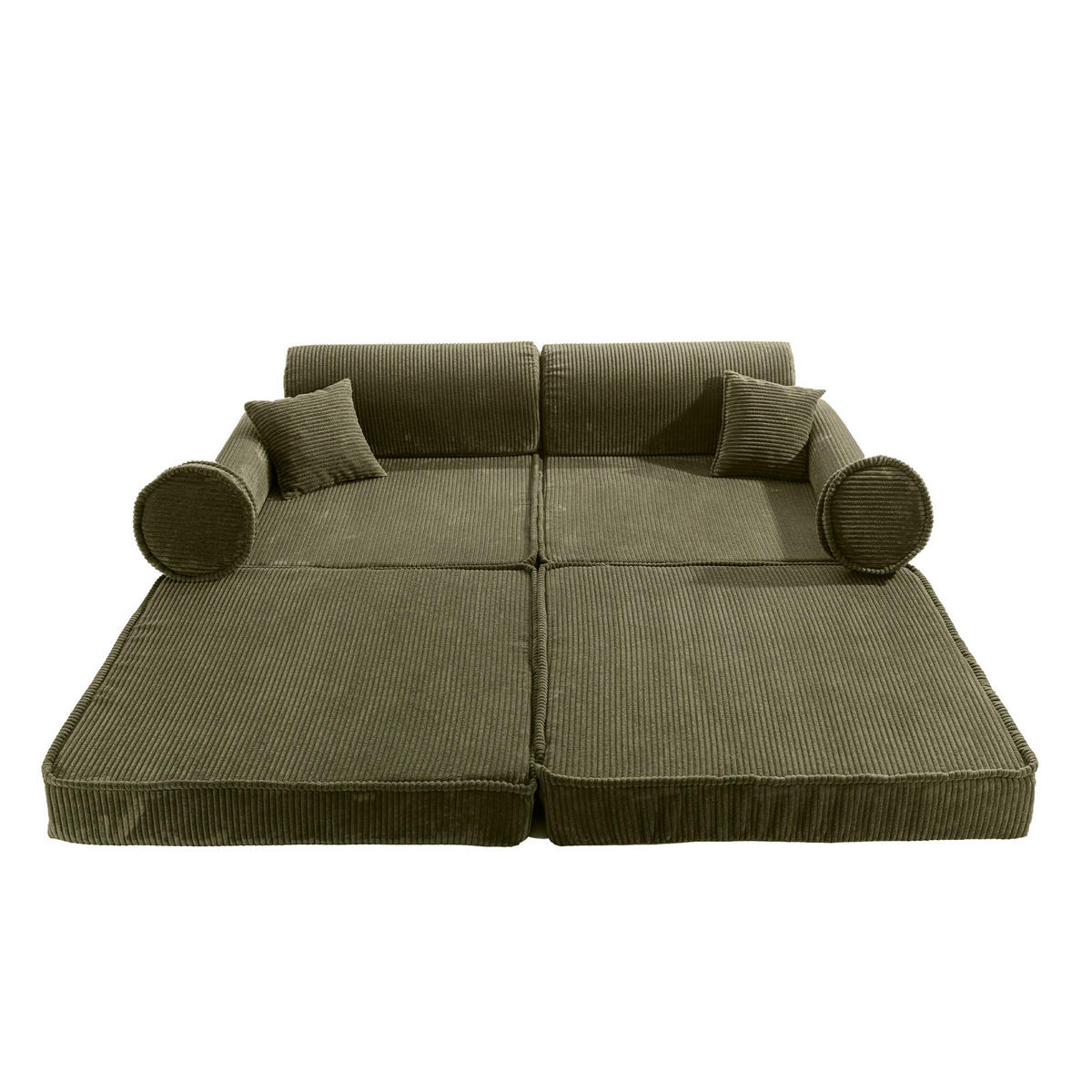 KINDERSOFA, Aesthetic, Cord, Khaki - Dunkelgrün, Textil (160/24/80cm) - MeowBaby