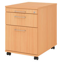 ROLLCONTAINER - mit Hängeregistratur 58/42,8/59 cm in Buchefarben Bügelgriff (Metall) - Buchefarben, Holzwerkstoff (42.8/59/58cm) - bümö