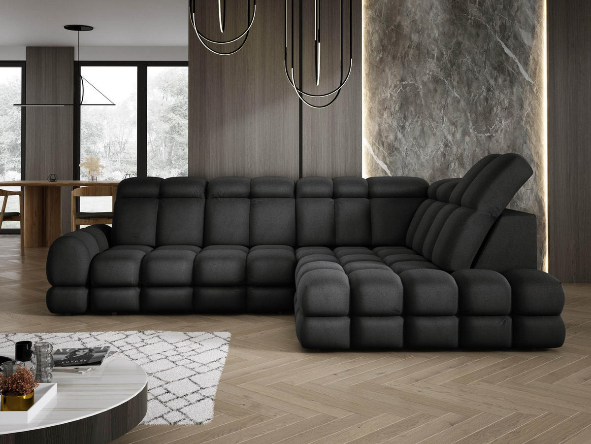ECKSOFA TOLLO Solar-stoff L-form 302x217x105 cm anthrazit - Schwarz, Holz/Textil (217/302cm) - DomoHome