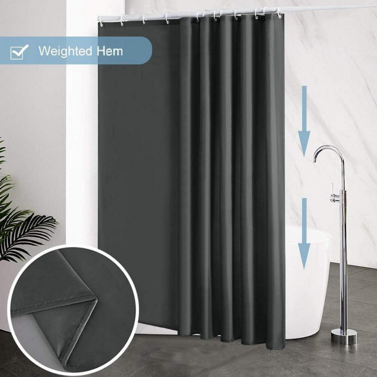 DUSCHVORHANG Dunkelgrau 200 x 200 cm - Anthrazit, Textil (200/200cm)