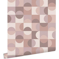 TAPETE Kreise im Bauhaus-Stil 50 x 900 cm - Pink, Papier (50/900cm) - ESTAhome
