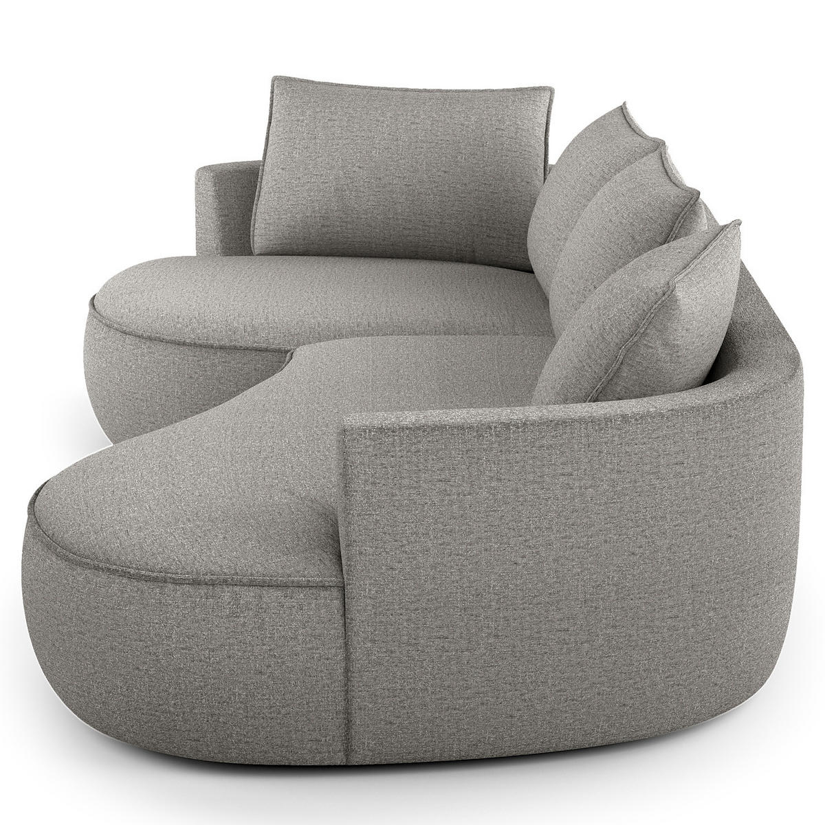 BIGSOFA - Hellgrau/Schwarz, Kunststoff/Textil (322/82/154cm) - home24