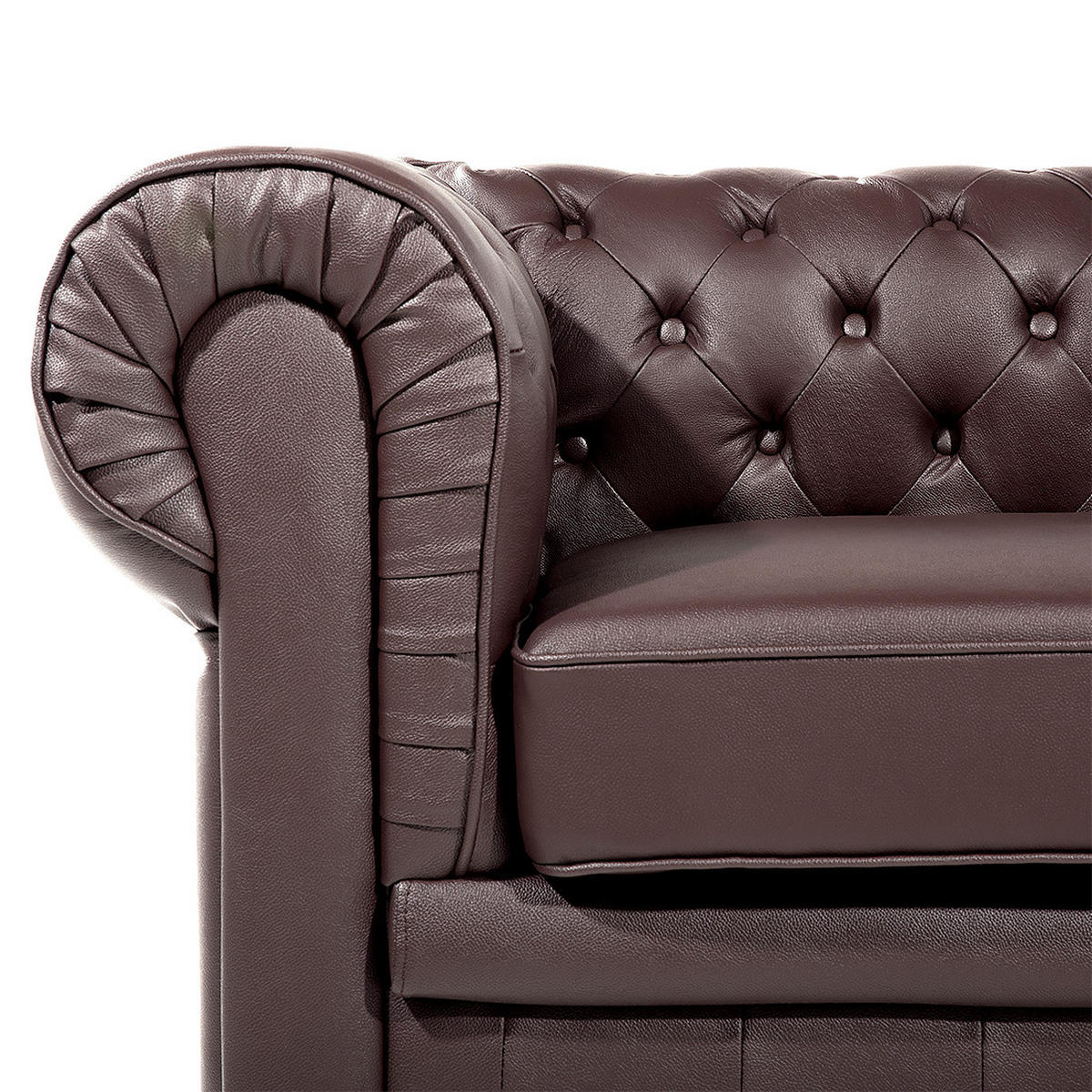 SOFA-SET 4-sitzer Leder Braun Chesterfield - Braun, Leder (195/70/90cm) - Beliani
