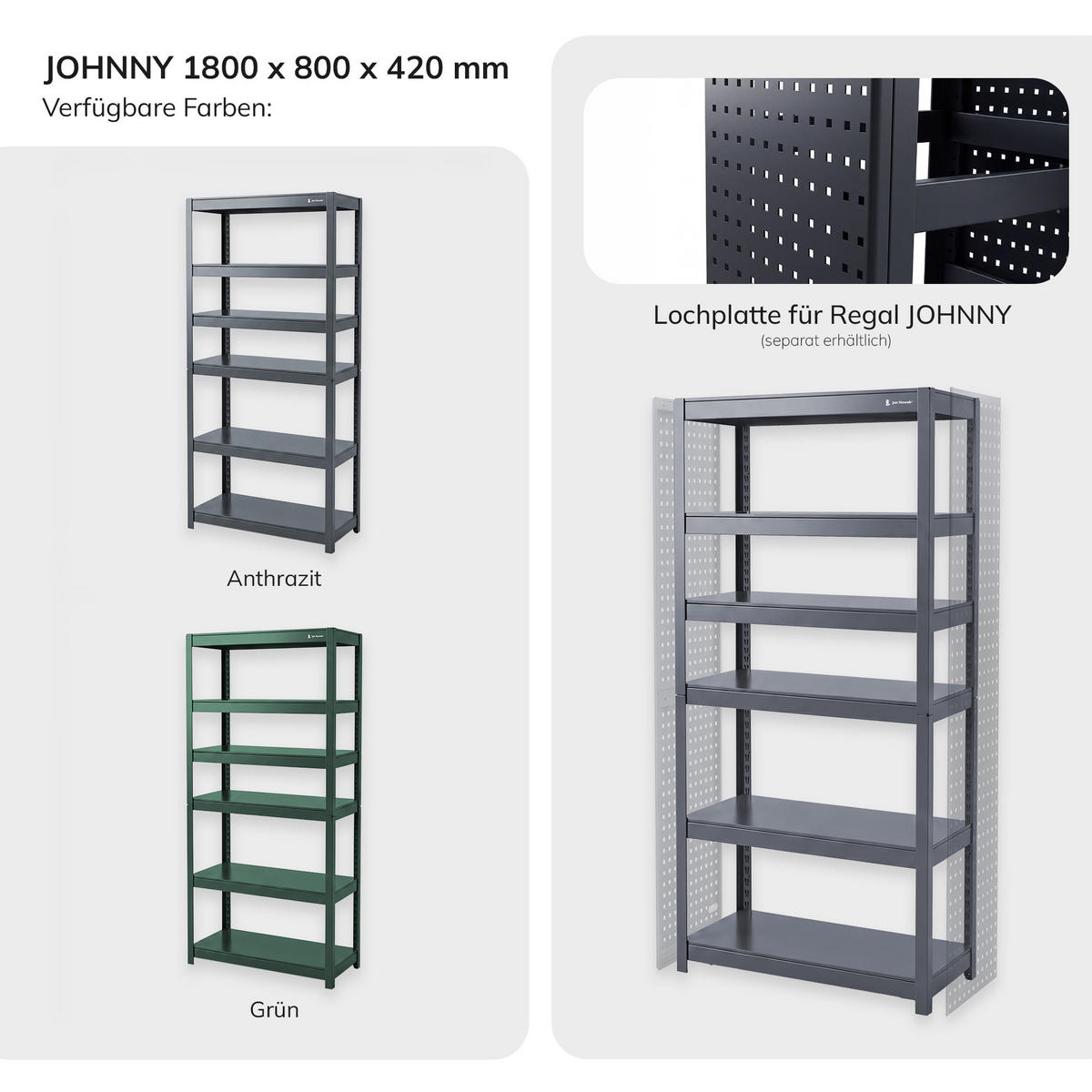 METALLREGAL JOHNNY - Anthrazit, Metall (80/180/42cm) - Jan Nowak