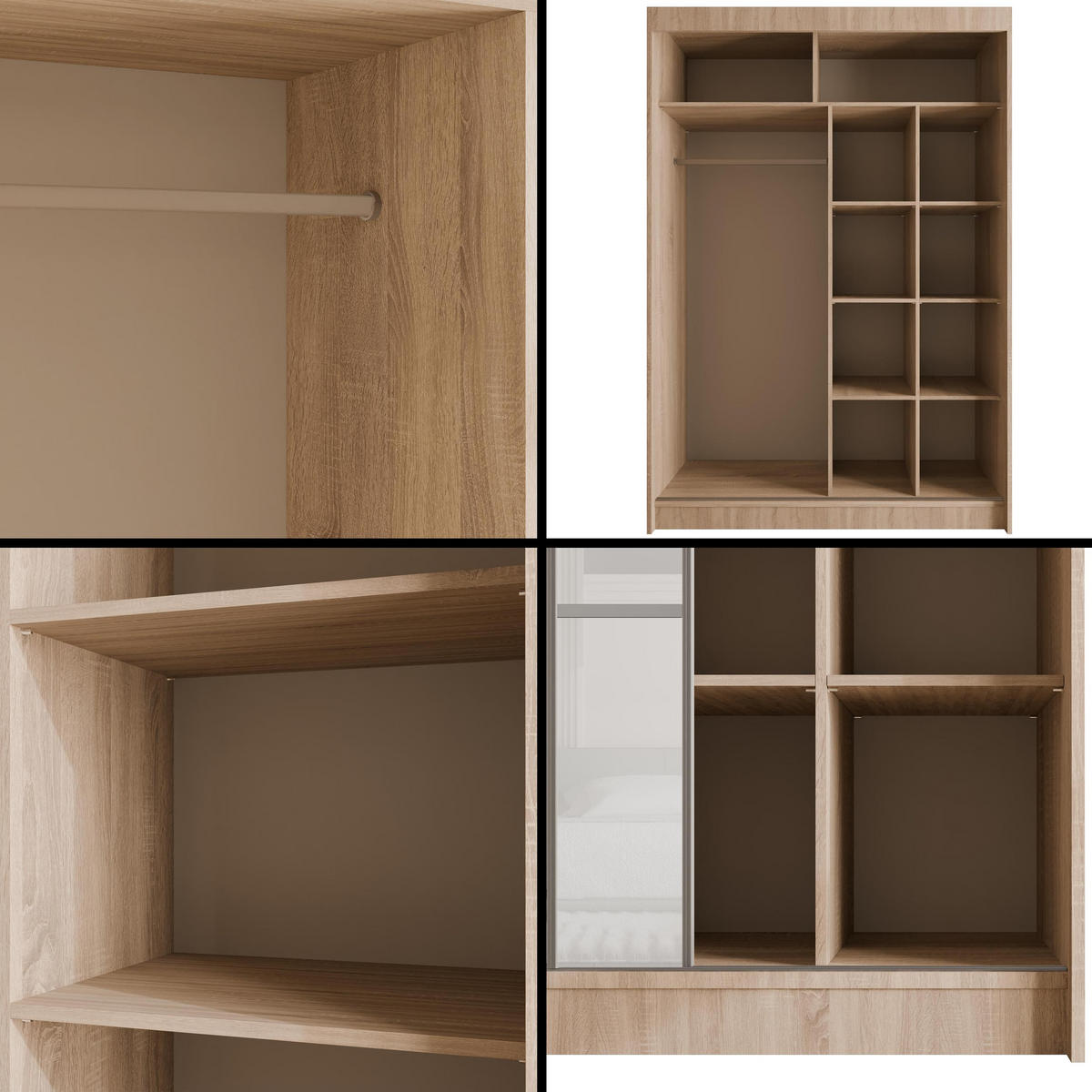 KLEIDERSCHRANK PEKA III - 150 cm - Sonoma Eiche|Weiß - Weiß/Sonoma Eiche, Holzwerkstoff (150/215/61cm) - ALTDECOR