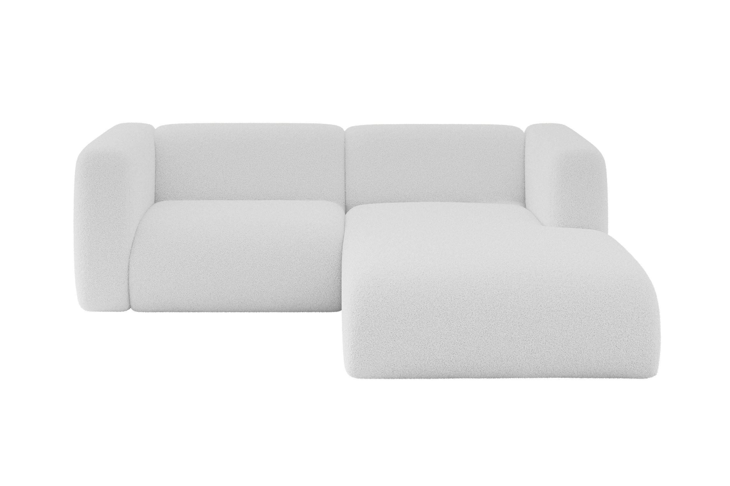 ECKSOFA Ottomane Rechts MIRA-L1 227x179x89 Weiß Bouclé - Schwarz/Weiß, Holzwerkstoff/Kunststoff (227/179cm) - ALTDECOR