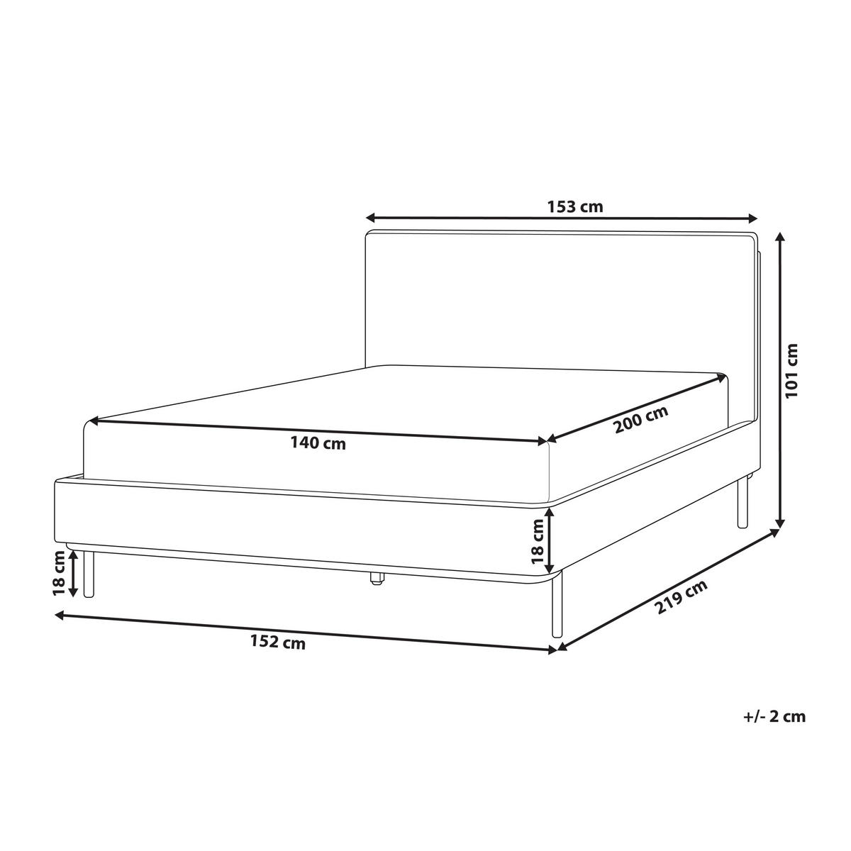 BETT mit Lattenrost 140/200 cm Taupe Corio - Taupe/Schwarz, Textil (140/200cm) - Beliani
