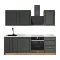 KÜCHENZEILE Fame-Line, Grün-Gold Landhaus/Goldkraft Eiche, 230 cm, AP Marmor - Honigeiche/Grün, Holzwerkstoff (230/206.8/60cm) - Vicco