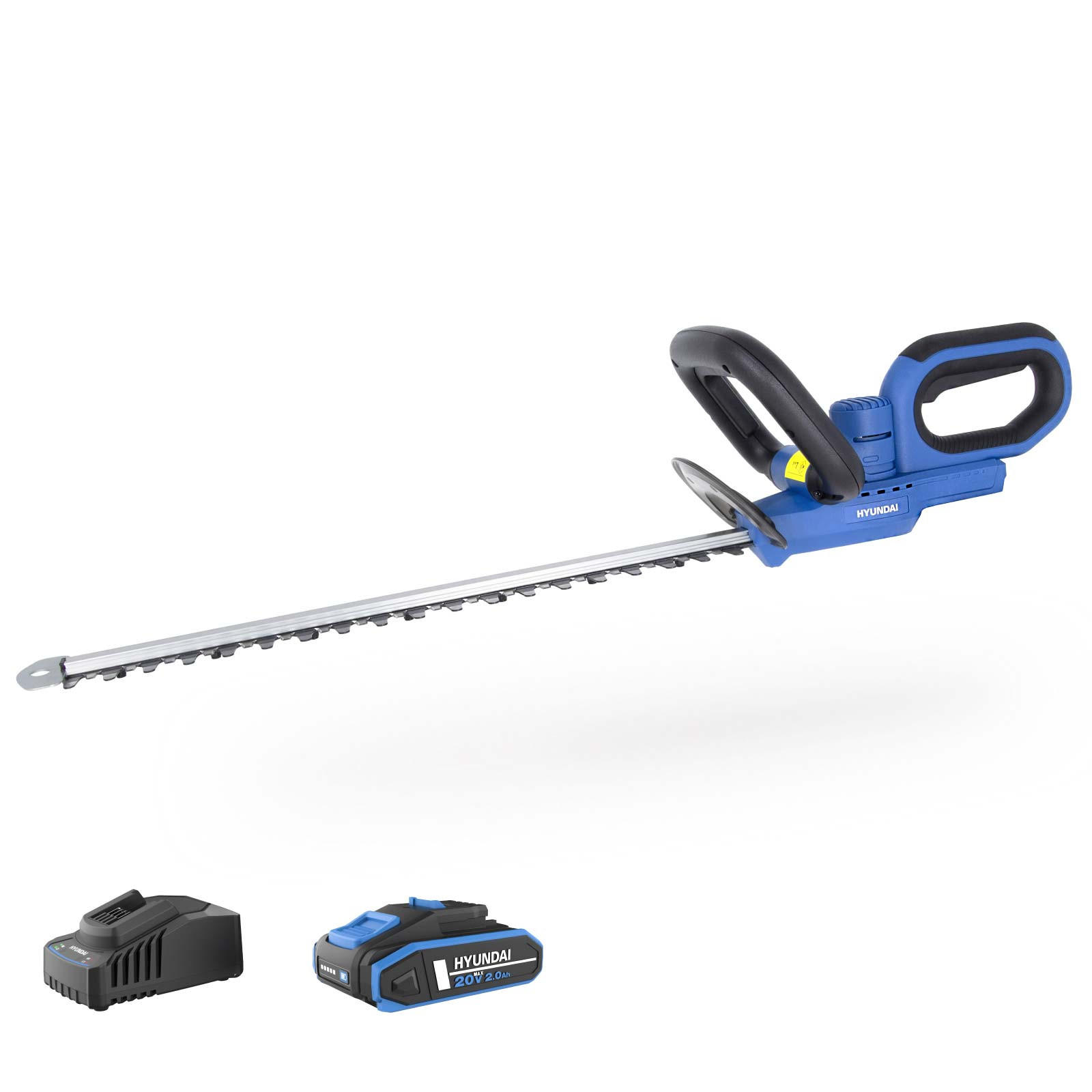 AKKU-HECKENSCHERE HT2051LI-2A1 (20V, 51cm Schnittlänge, 20 mm Schnittstärke, inkl. 2.0Ah Akku und Ladegerät) - Blau, Kunststoff (20/20.5/90cm) - Hyundai
