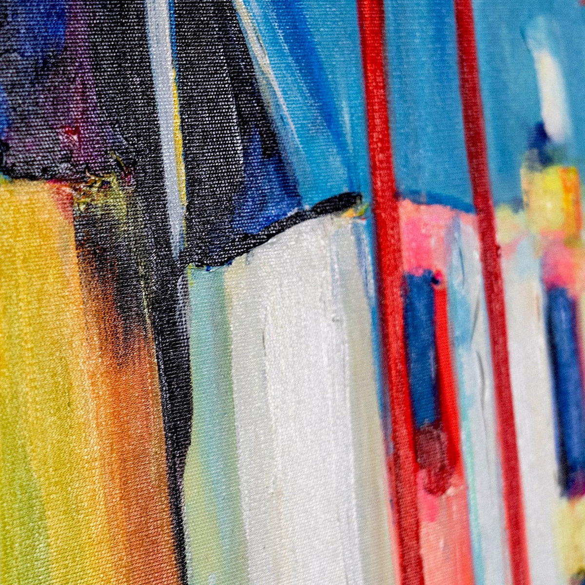 GEMÄLDE Yachten und Hafen Schattenfugenrahmen Blau 120x80 cm - Blau, Holz (120/80cm) - YS-art gallery