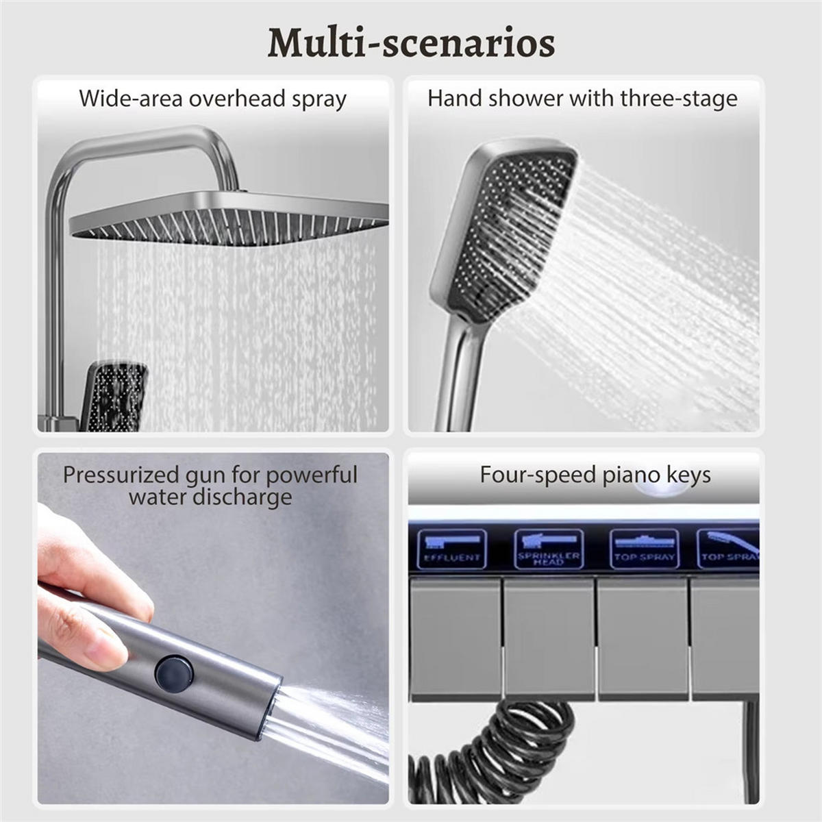 ÜBERKOPFBRAUSESET Regendusche Bidet Mischbatterie Schwarz - Schwarz, Metall (20/110/30cm) - Kaket