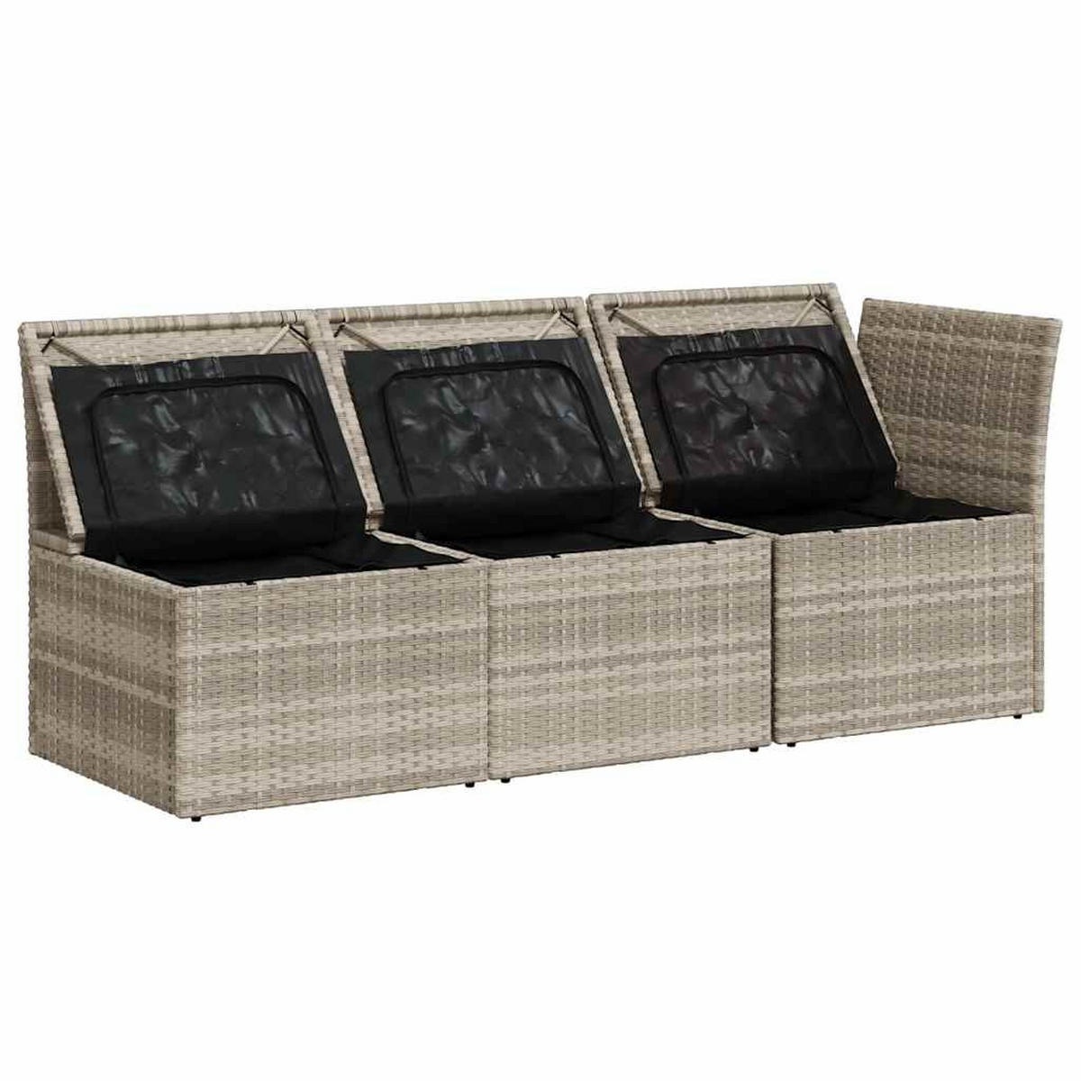 GARTENSOFA Mit Kissen 3-Sitzer Hellgrau Poly Rattan - Grau, Kunststoff (172/69/62cm) - vidaXL