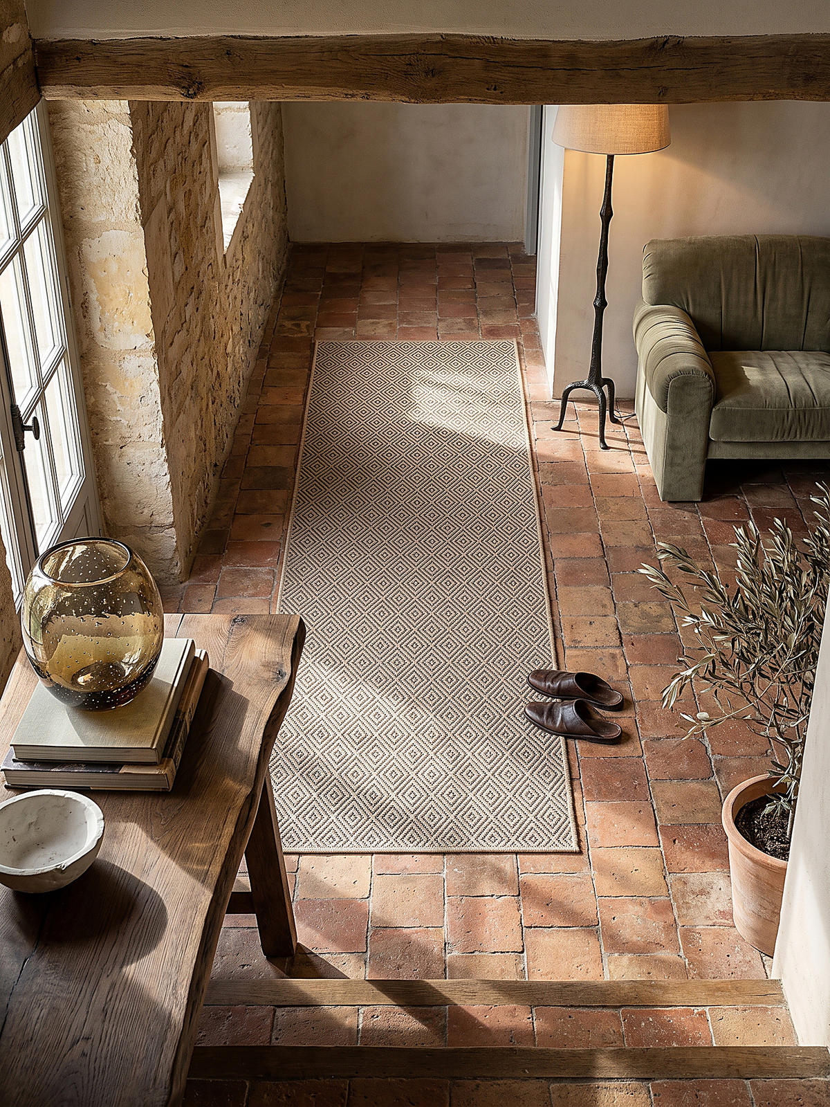 TEPPICHLÄUFER Karo CORDEV Polypropylen Natur 80 x 250 cm - Beige, Textil (80/250cm) - KADIMA DESIGN