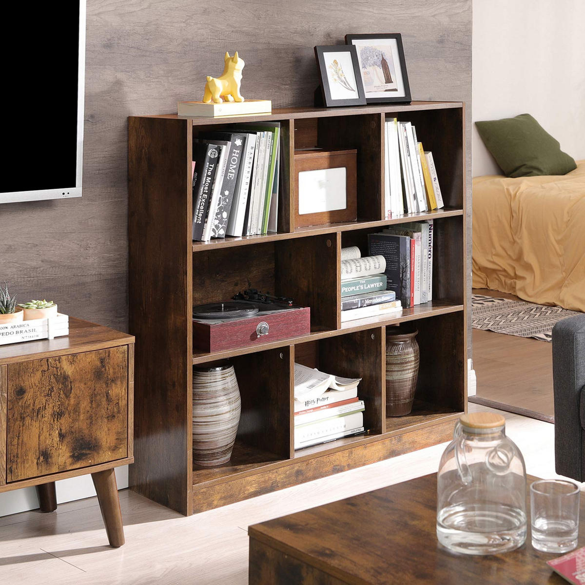 BÜCHERREGAL WÜRFELREGAL - Braun, Holzwerkstoff (30/100/97.5cm) - Hansiro