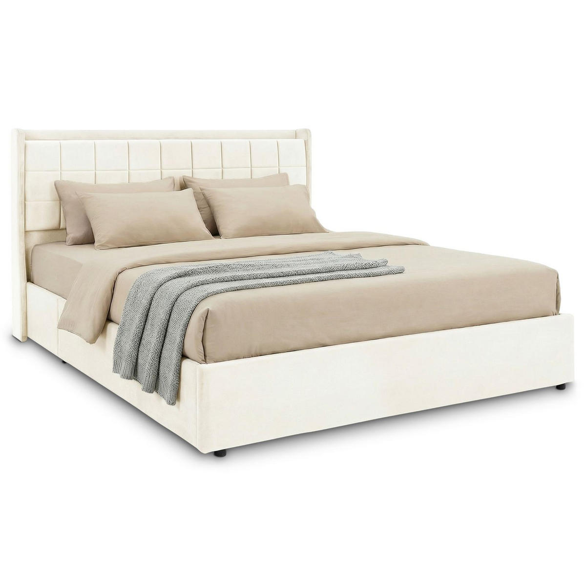 POLSTERBETT YARO 160x200 cm cremeweiß - Creme, Textil (160/200cm) - IDIMEX