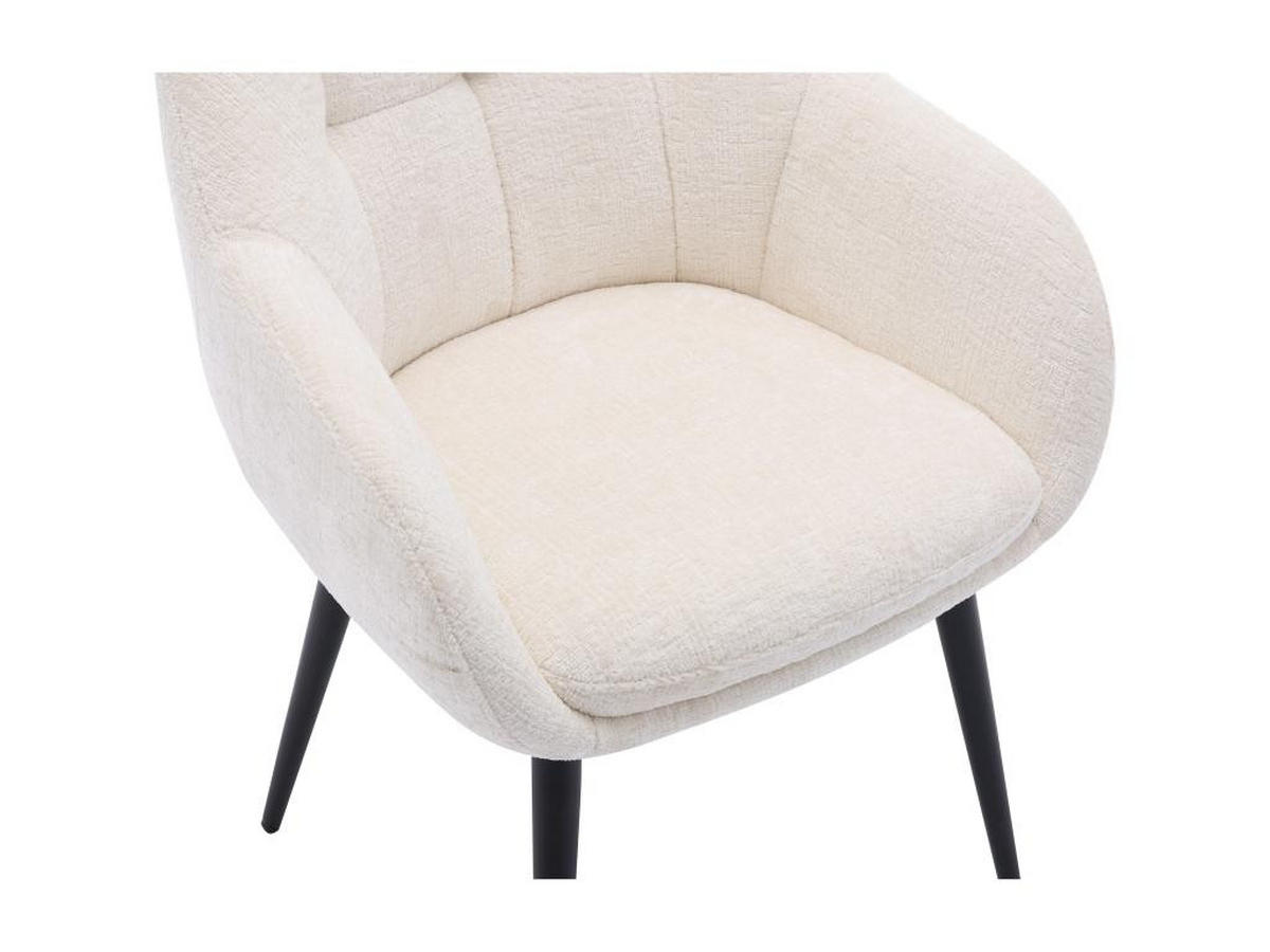 STUHL mit Armlehnen 6er-Set - Strukturstoff & schwarzes Metall - Cremefarben - LASSANDRA - Creme, Textil (59/81/59cm) - Pascal Morabito