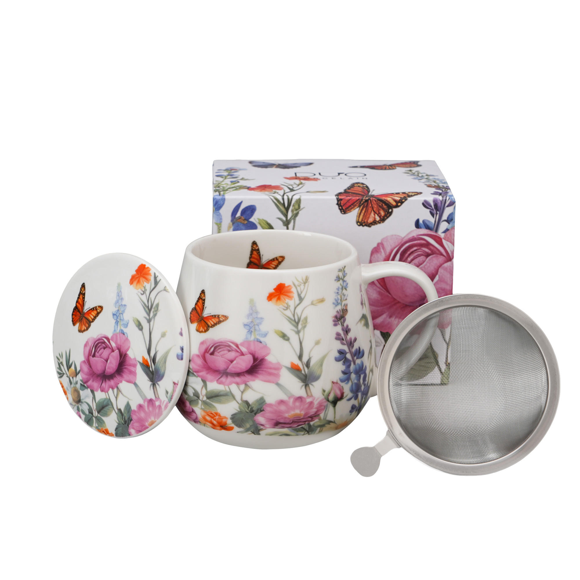TEETASSE mit Sieb in Fassform SUMMER - Weiß, Keramik (0.43L) - DUO PORCELAIN