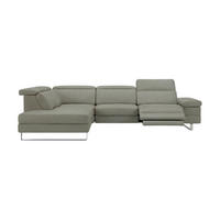 ECKSOFA Virage Echtleder mit 1 x Relaxfunktion Perlgrau - Hellgrau, Leder/Metall (263/232cm)