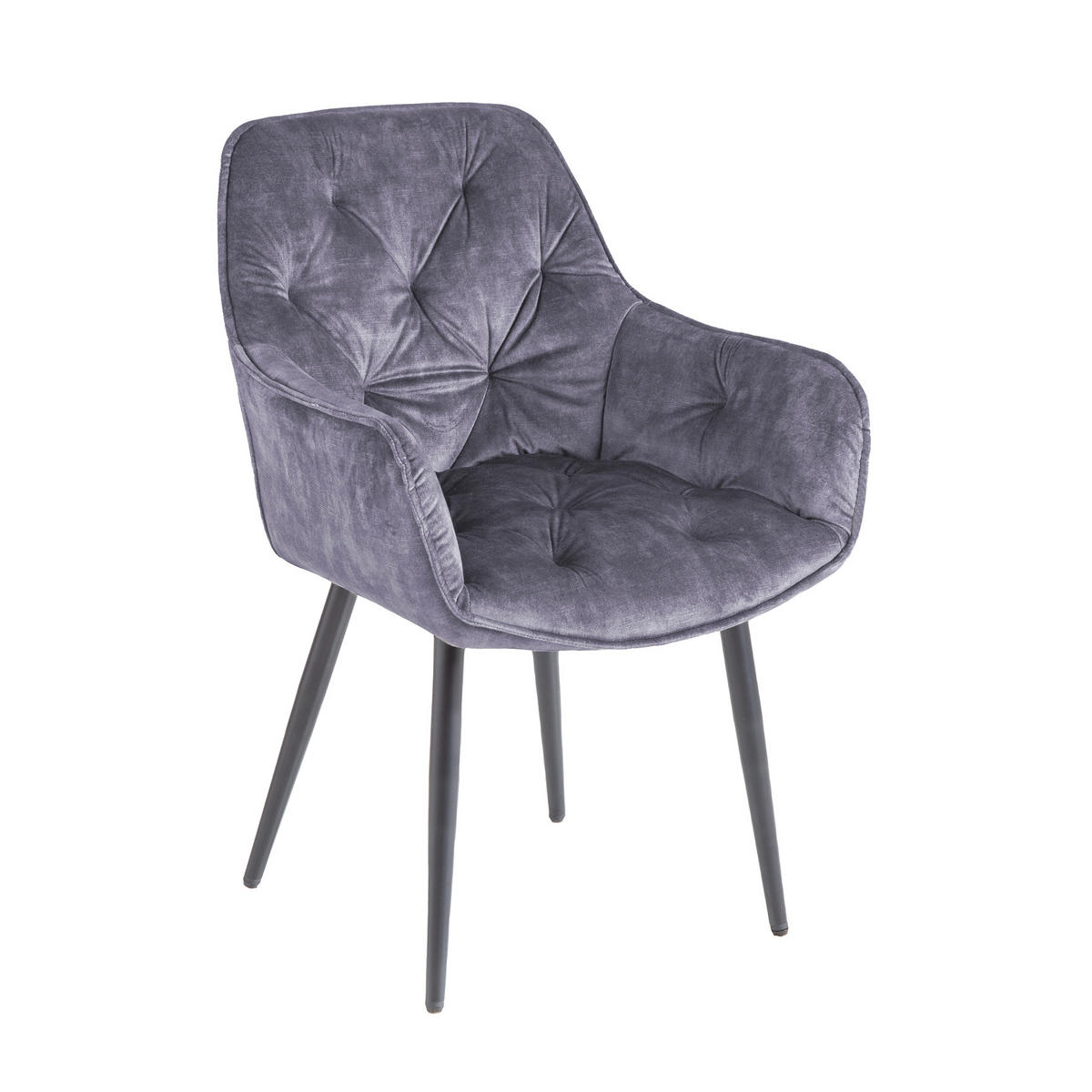 STUHL MILANO Samt Grau, Schwarze - Grau, Textil (59/84/62cm) - riess-ambiente