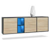 SIDEBOARD Cuba Türen in Eiche sägerau - Eiche San Remo, Holzwerkstoff (182/53/35cm) - Vladon
