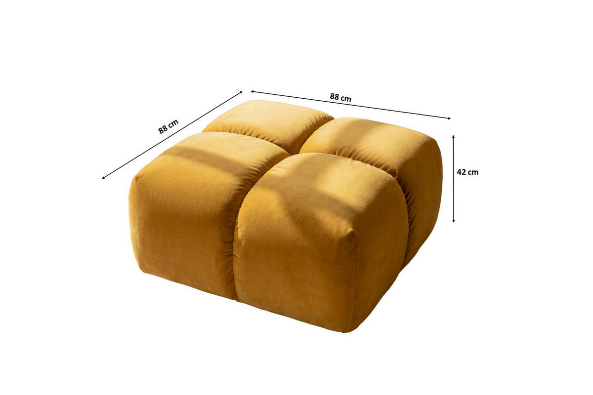 HOCKER, Pouf, Veloursstoff Bluvel, Golden, Averro - Gelb, Holz (88/42/88cm) - Kaiser Möbel