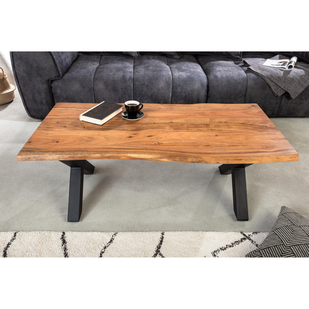 COUCHTISCH MAMMUT Akazie Honey Finish 120 cm - Braun, Holz (60/120/45cm) - riess-ambiente