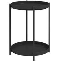 BEISTELLTISCH 44/44/56 cm in Schwarz aus Stahl mit 2 Ablagen - Schwarz, Metall (44/44/56cm) - Flora Grace