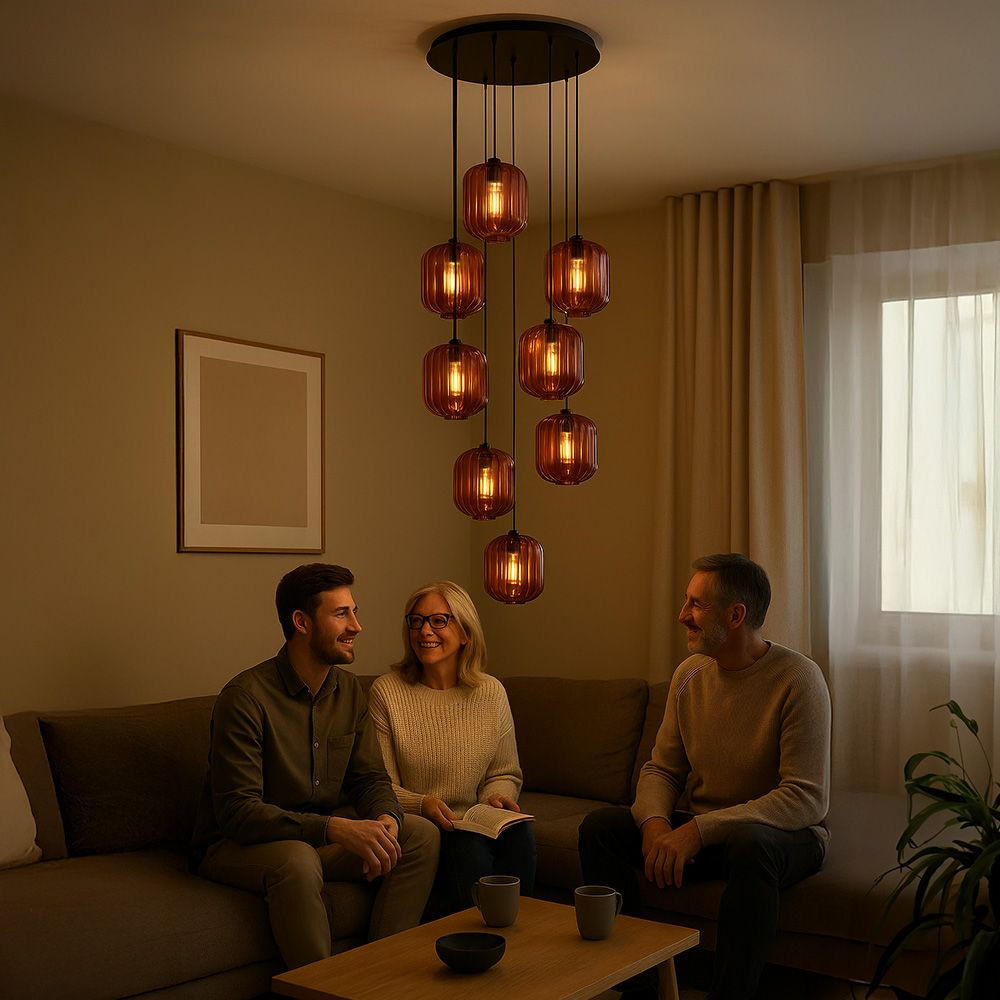 GALERIELEUCHTE Velo 8-flammig Rauch Ø 20cm - Anthrazit/Schwarz, Glas (20/20/20cm) - s.luce