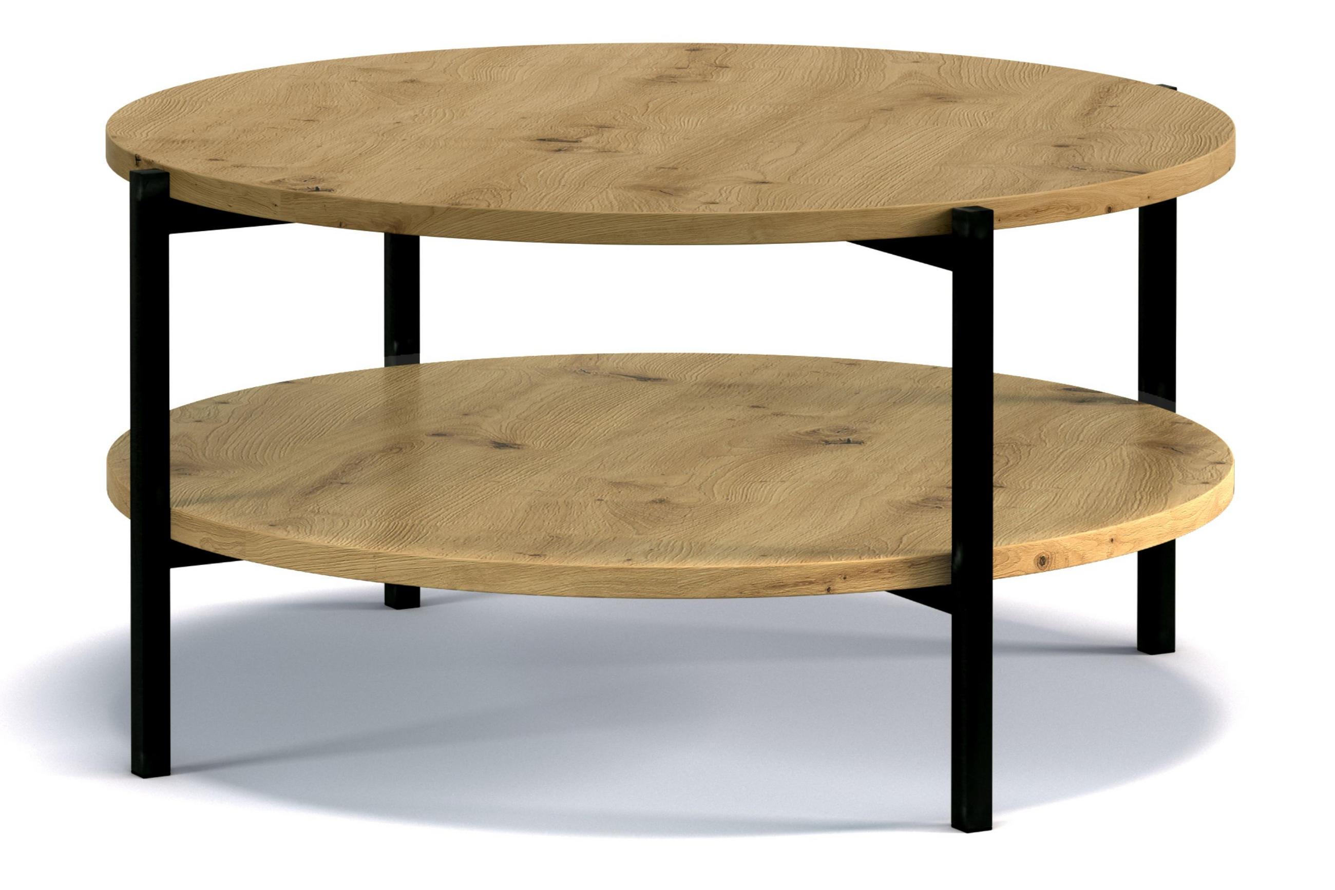 COUCHTISCH GERIS mit Ablageboden, Spanplatte, braun - Schwarz/Braun, Holz/Metall (85/85/43cm) - KONSIMO®
