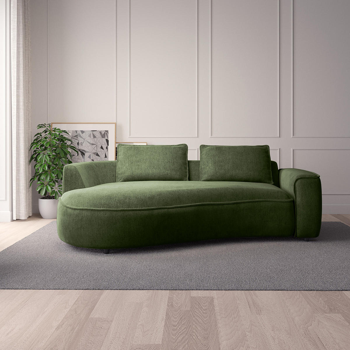 2,5-SITZER SOFA - Schwarz/Grün, Kunststoff/Textil (217/82/146cm) - home24