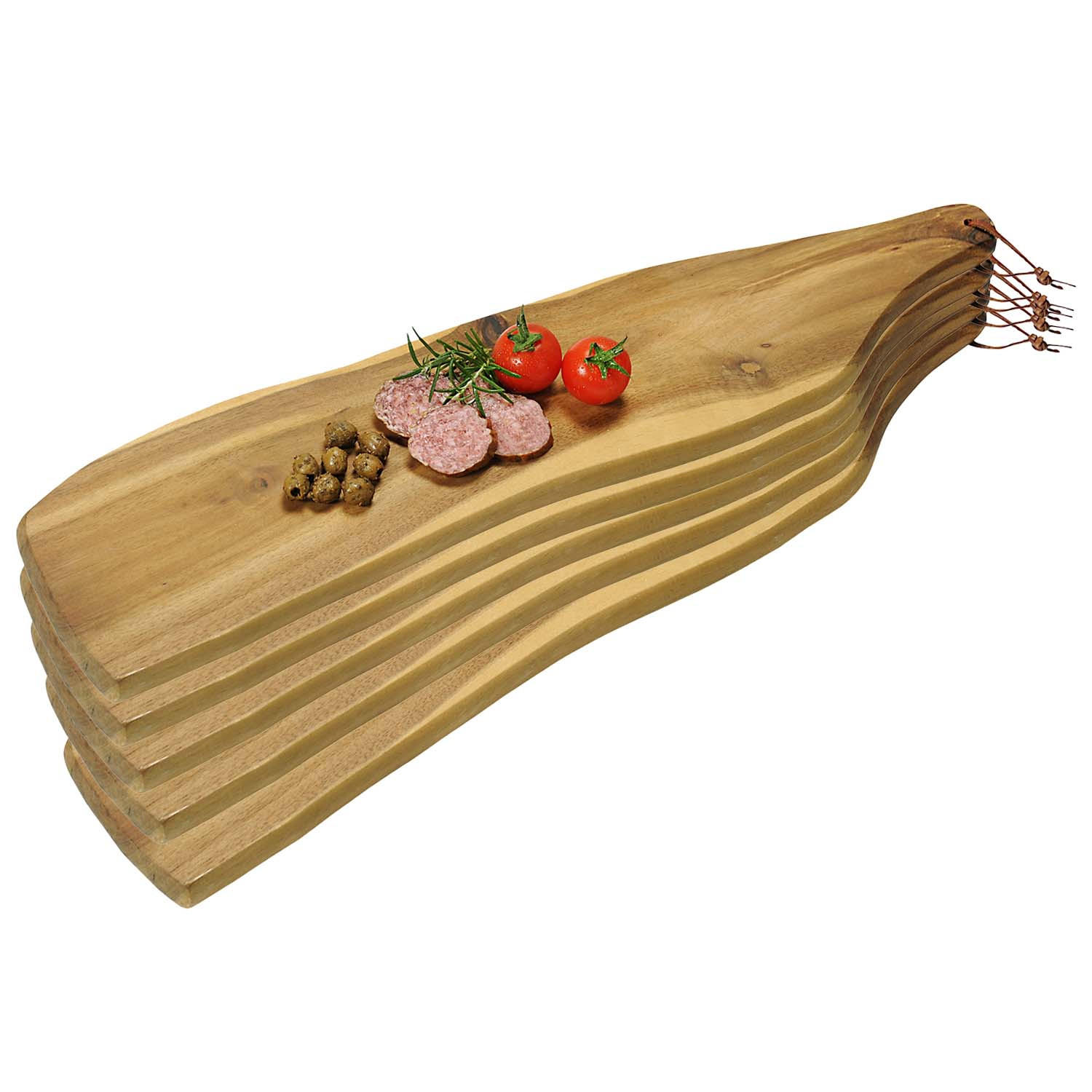SERVIERBRETTER mit Tragegriff, 5 Stück, Akazienholz - Naturfarben, Holz (21/85cm) - Kesper