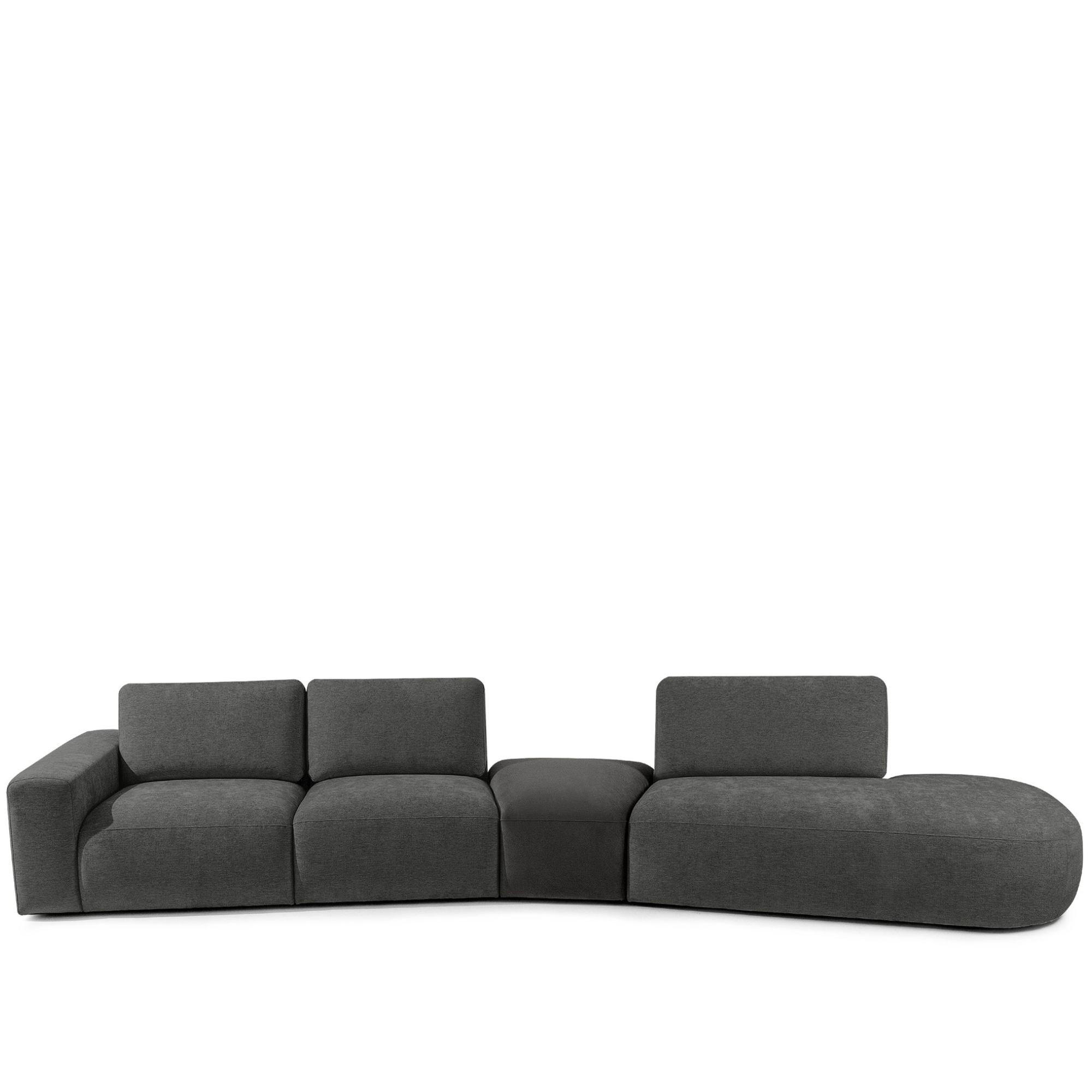 5-SITZER ECKSOFA ZUCCO Chenille rechts, Anthrazit - Anthrazit, Textil (430/84/105cm) - KONSIMO®