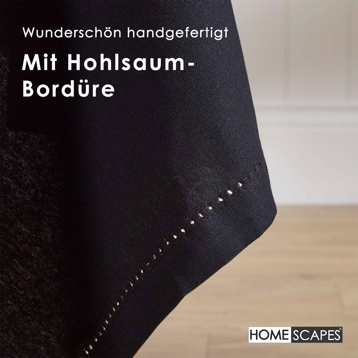 TISCHDECKE schwarz 178/300 cm, 100% Baumwolle - Schwarz, Textil (178/300cm) - Homescapes