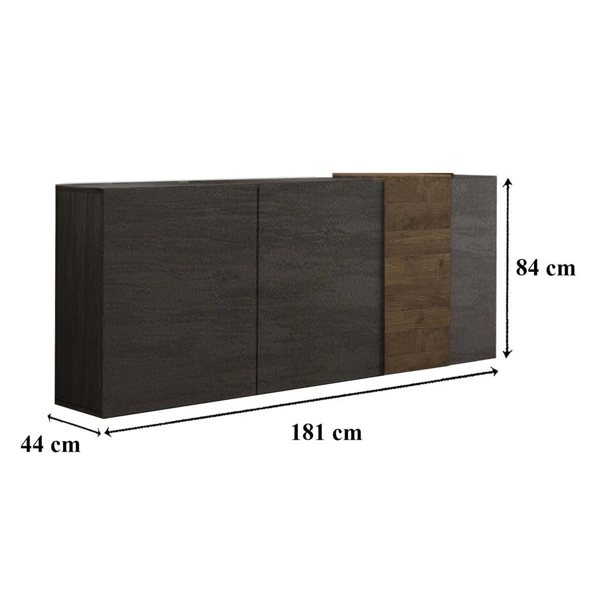 SIDEBOARD 3 Türen Pluton - L181 cm - Nussbaumfarben, Holzwerkstoff (44/84/181cm) - Calicosy