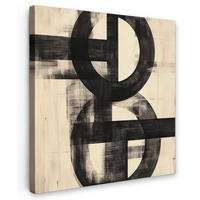 LEINWANDBILD Kreise - Balken - Schwarz - Abstrakt Deko Groß 90x90 cm - Schwarz, Textil (90/90cm) - MuchoWow