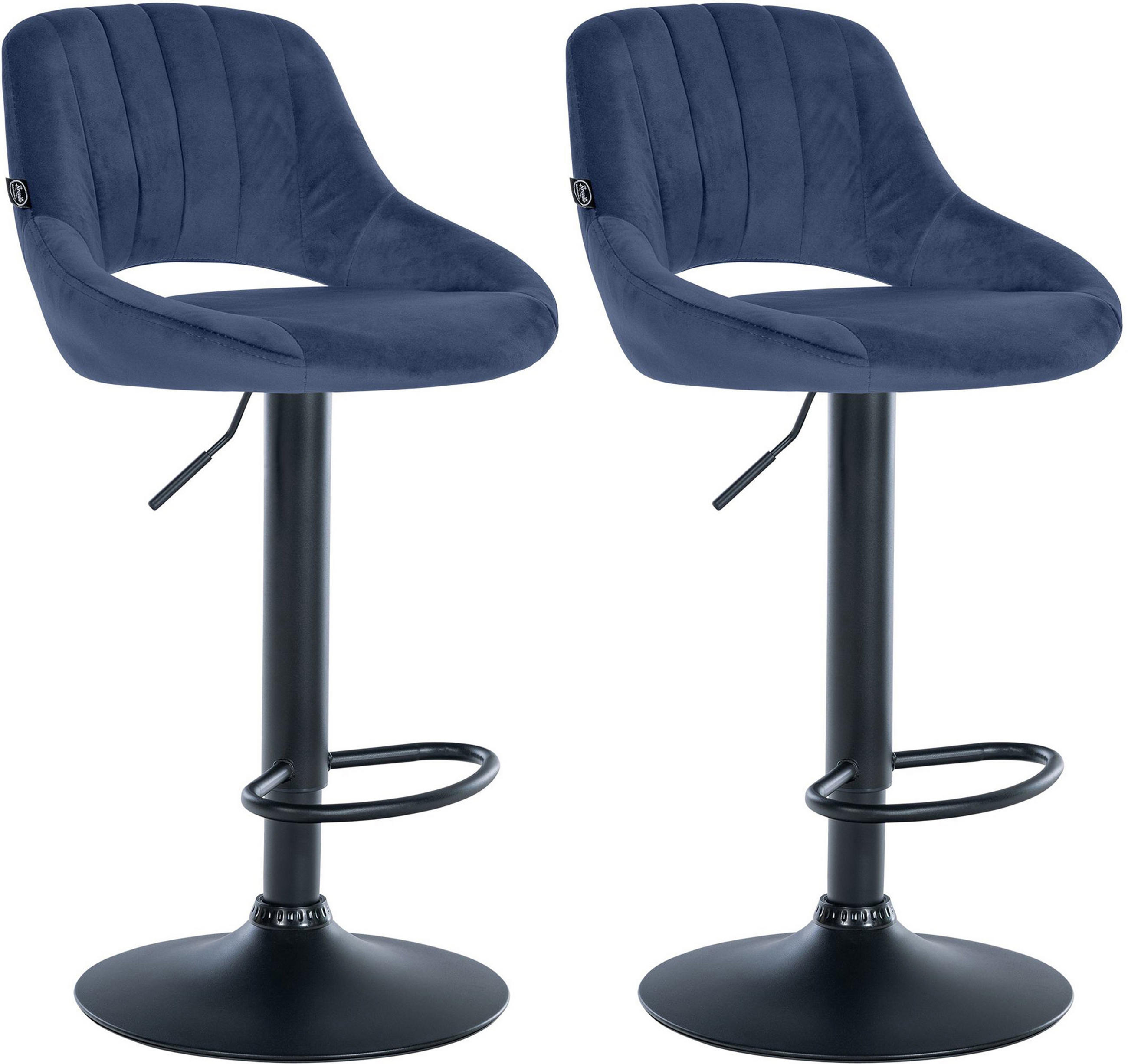 BARHOCKER 2er Set Milos Samt B blau - Blau/Schwarz, Textil/Metall (47/106/48cm) - TPFLiving