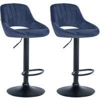 BARHOCKER 2er Set Milos Samt B blau - Blau/Schwarz, Textil/Metall (47/106/48cm) - TPFLiving