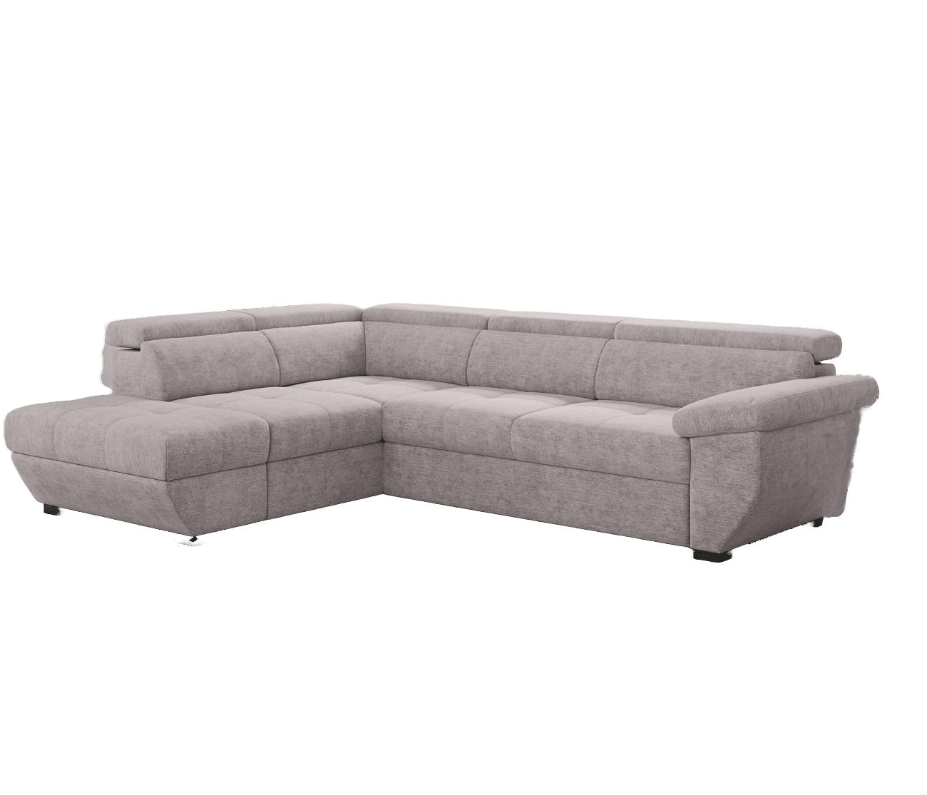ECKSOFA mit Schlaffunktion und Bettkasten, verstellbare Kopflehnen - Schwarz/Grau, Kunststoff/Textil (262/224cm) - Cotta