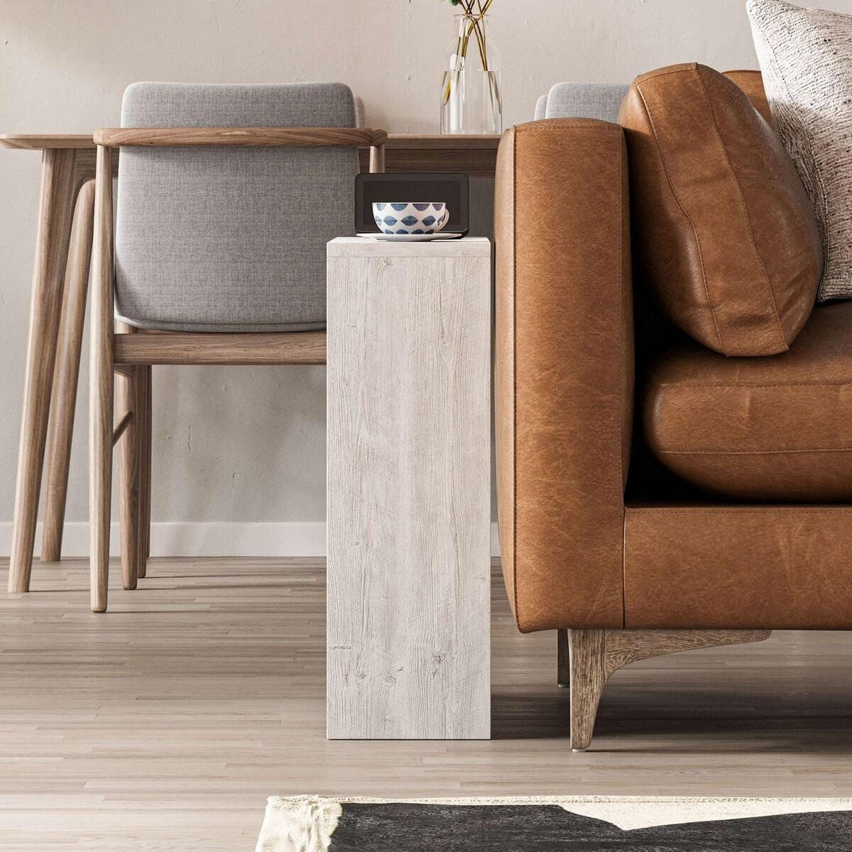 BEISTELLTISCH mit Stauraum 55/20/60 cm - Weiß, Holzwerkstoff (17/20/60cm) - Calicosy