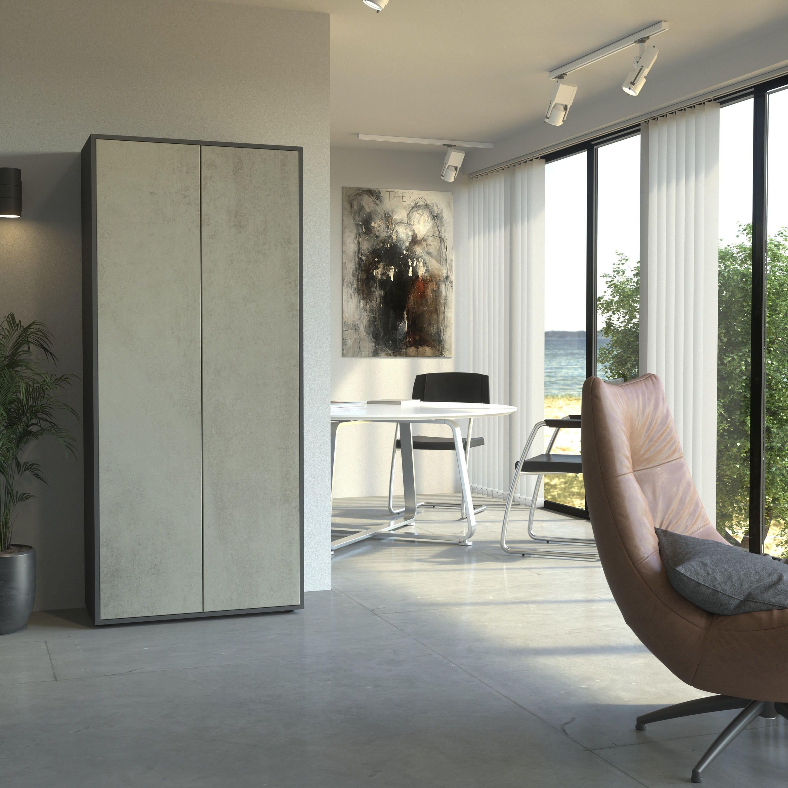 AKTENSCHRANK Amira T00 Beton Oxid 180/80/40 cm - Hellgrau, Holzwerkstoff (80/180/40cm) - SIMPLYFURN