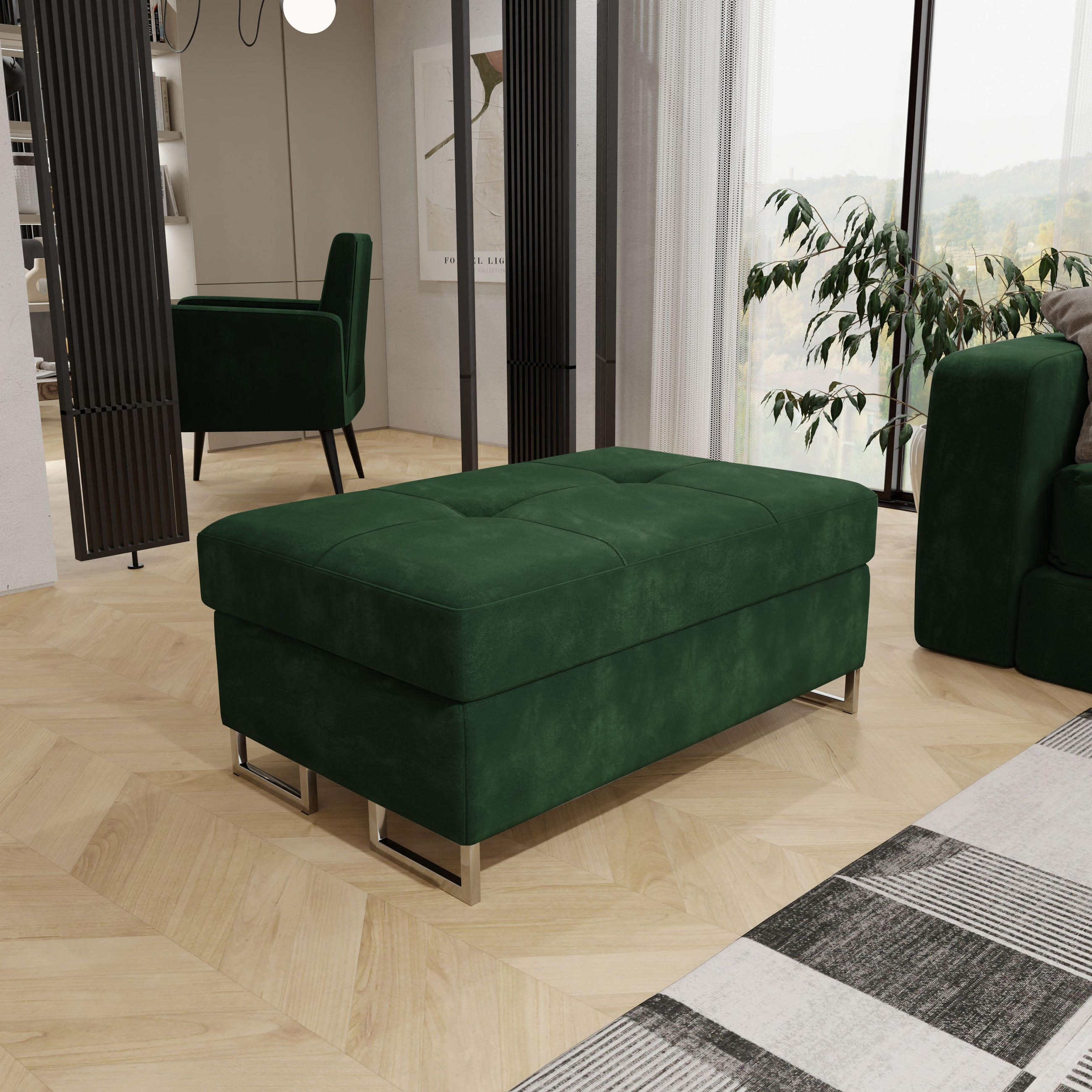 POLSTERHOCKER BARLET Grün 100x60 cm - Grün, Textil (100/41/60cm) - MASSENO