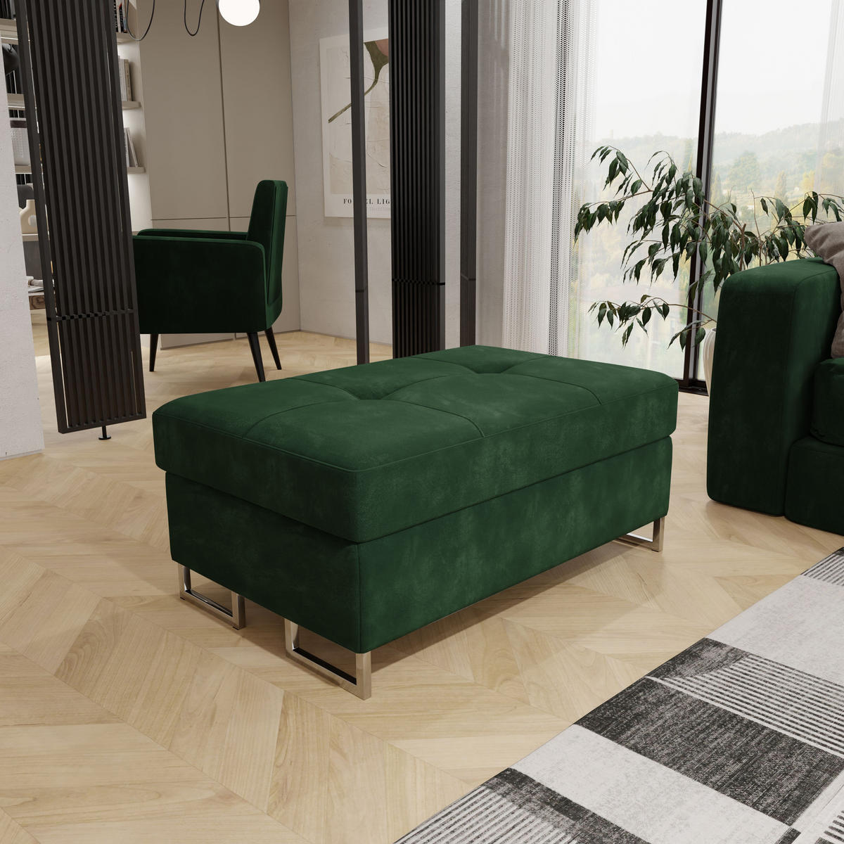 POLSTERHOCKER BARLET Grün 100x60 cm - Grün, Textil (100/41/60cm) - MASSENO