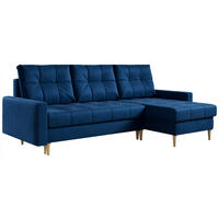 ECKSOFA Astra Dunkelblau Velvet - Dunkelblau/Braun, Holz/Textil (220/140cm) - MKS