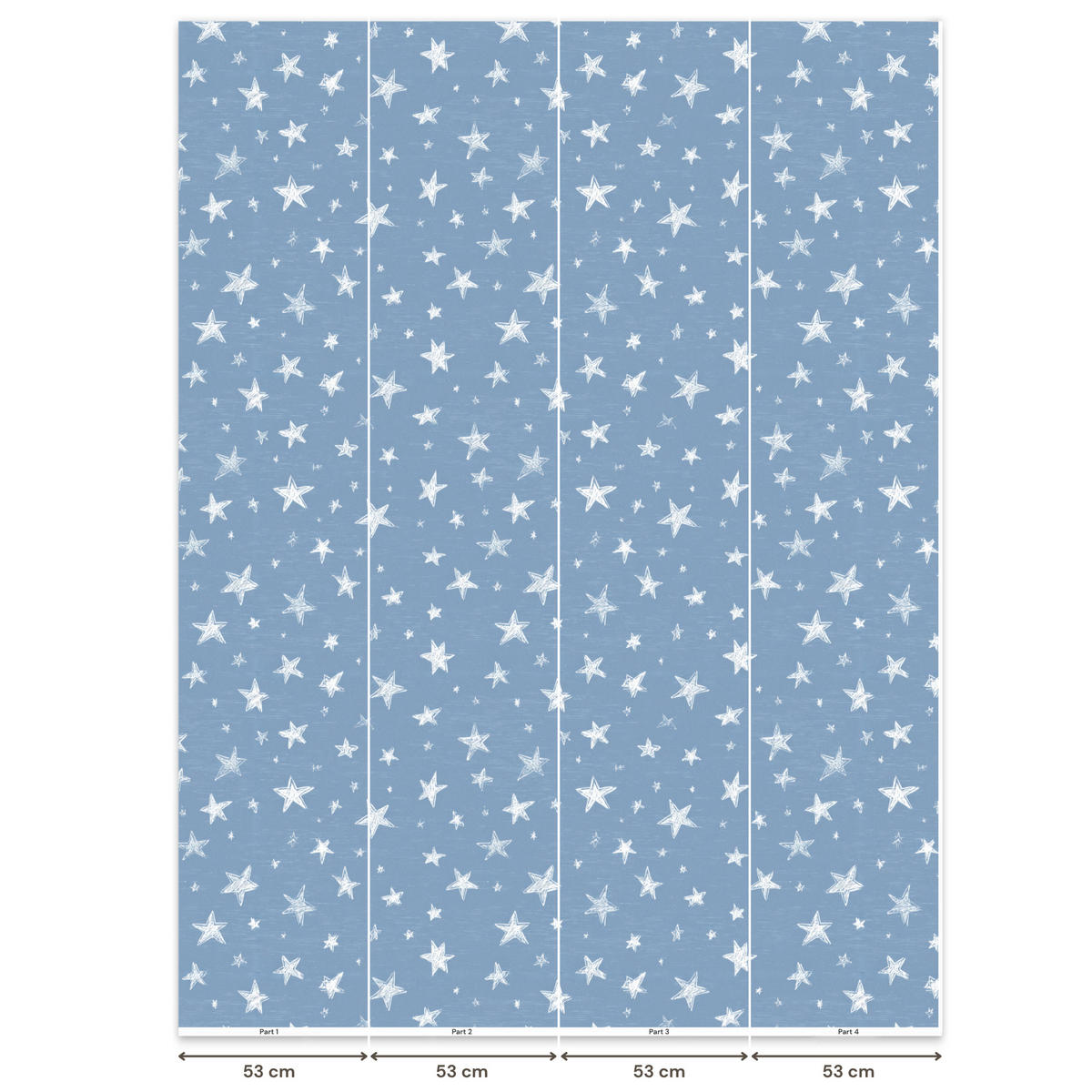 KINDERTAPETE - Sterne - Muster - Blau - 220x300 cm - Hellblau, Papier (220/300cm) - OnlyWow